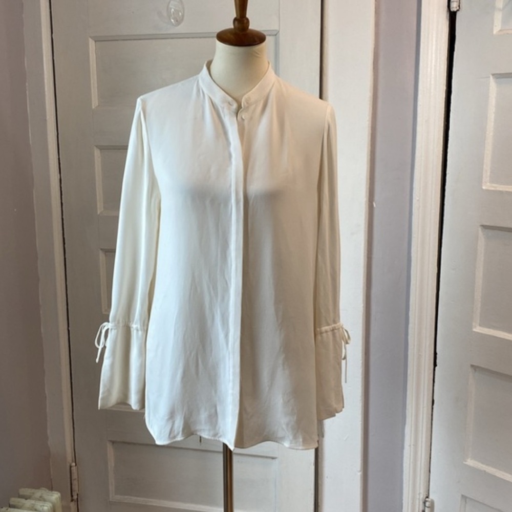 Lafayette 148 Matte Silk Bell Sleeve Tunic